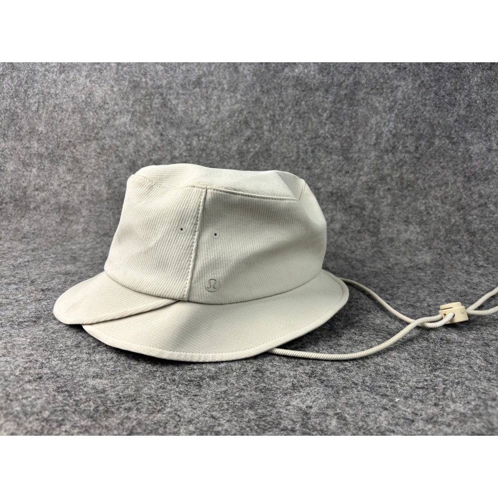 Lululemon Wide Brim Bucket Hat Women M/L Cream White Adjustable Chin Strap